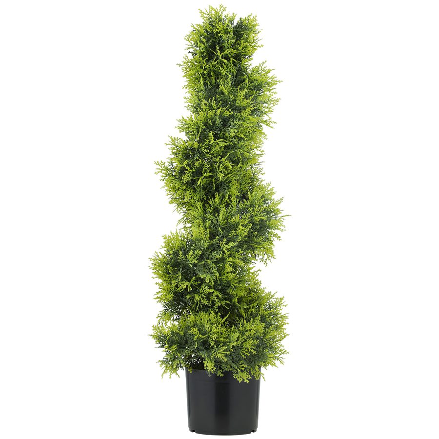 HOMCOM Künstliche Zypresse 90cm Kunstpflanze in Spiralform, Plastik Künstliche Pflanzen im Topf, Kunstbaum Fake Plant wie echt für Wohnzimmer Schlafzimmer Büro Garten Moderne Dekoration   Aosom von HOMCOM