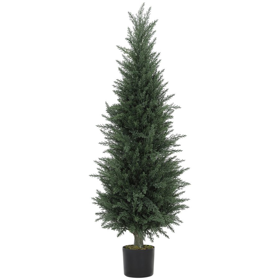 HOMCOM Künstliche Zypresse groß 120 cm Kunstpflanze, künstliche Pflanzen im Topf, UV-beständig Kunstbaum Zypresse wie echt Deko für Wohnzimmer Schlafzimmer Büro Balkon   Aosom von HOMCOM
