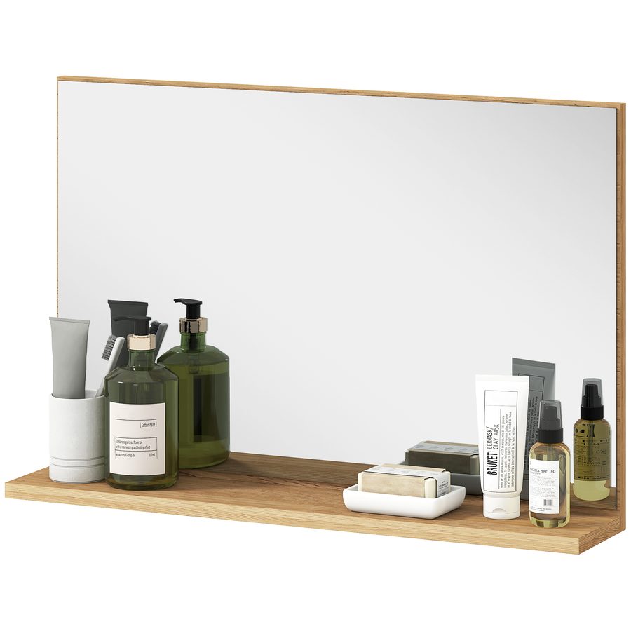 Kleankin Badezimmerspiegel mit Regal, Moderner Mehrzweck-Spiegel für Badezimmer, Schlafzimmer und Eingangsbereich, 60x12x40 cm, Holz   Aosom von Kleankin