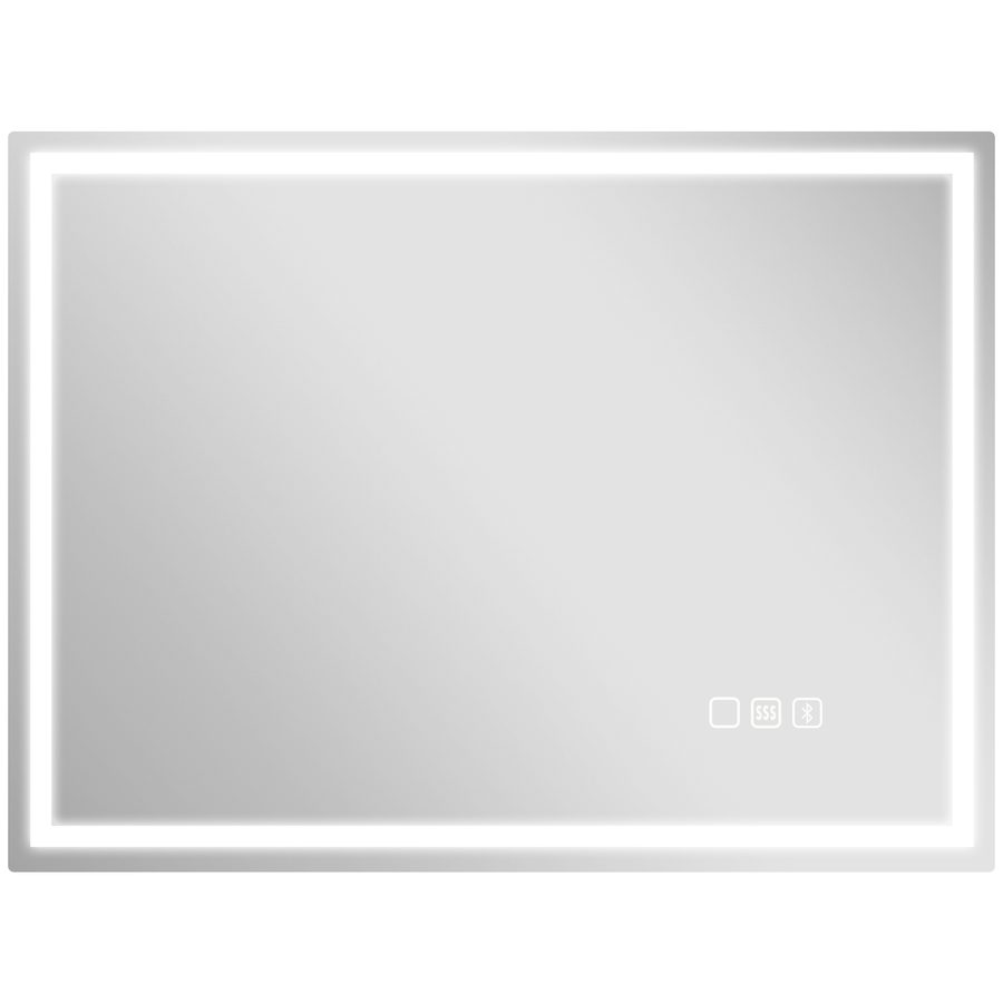 HOMCOM Badspiegel mit Beleuchtung 80x60 cm LED Spiegel Wandspiegel mit Bluetooth-Musikfunktion Memory-Funktion Uhr 3 Lichtfarben Beschlagfrei Lichtspiegel mit Touchschalter Silber   Aosom von HOMCOM