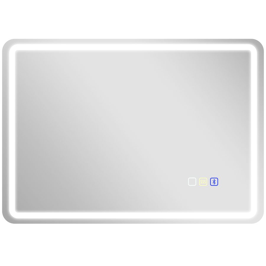 HOMCOM Badspiegel mit Beleuchtung 50x70 cm LED Spiegel Wandspiegel mit Bluetooth-Musikfunktion Touchschalter Memory-Funktion Lichtspiegel Beschlagfrei mit 3 Lichtfarben Silber   Aosom von HOMCOM