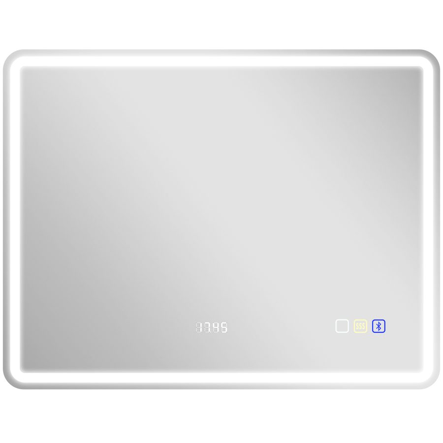 HOMCOM Badspiegel mit Beleuchtung 70x90 cm LED Spiegel Wandspiegel mit Bluetooth-Musikfunktion Uhr Touchschalter Memory-Funktion Lichtspiegel Beschlagfrei mit 3 Lichtfarben Silber   Aosom von HOMCOM