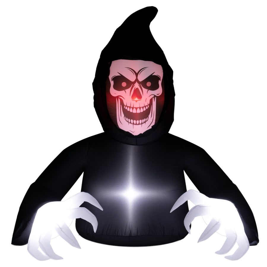 Outsunny Aufblasbarer Sensenmann, Halloween-Dekoration mit LED-Lichtern, mitgelieferten Gebläse, 1,9 x 1,15 x 1,8 m, für Halloween, Outdoor, Hof, Dekoration, Garten, Rasen   Aosom von Outsunny
