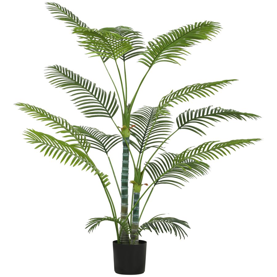 HOMCOM Künstliche Palme groß 175 cm Kunstpflanze, Künstliche Pflanze im Topf mit beflocktem Stoff, UV-beständige Kunstpalme Fake Plant wie echt für Wohnzimmer Schlafzimmer Büro Garten Dekoration   Aosom von HOMCOM