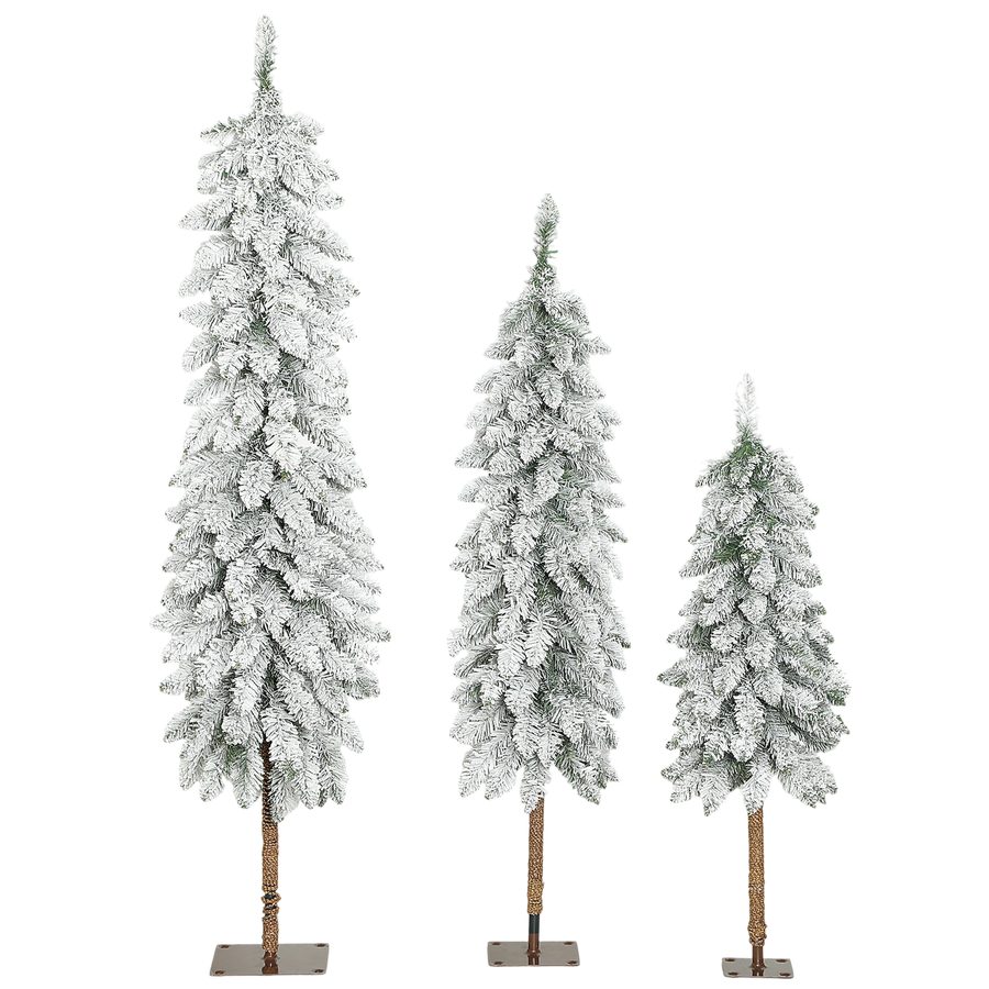 HOMCOM 3er-Set Weihnachtsbaum mit Schnee 90/120/150 cm künstliche Tannenbäume Christmasbaum mit Metallständer, flammenhemmend Grün+Weiß   Aosom von HOMCOM