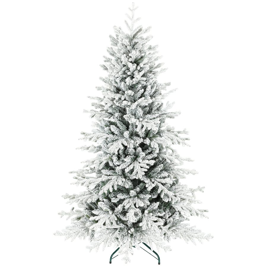 HOMCOM Künstlicher Weihnachtsbaum, 180cm Christbaum mit Schnee, 1815 Zweigen, Kiefernbaum mit klappbarem Metallständer, Grün   Aosom von HOMCOM