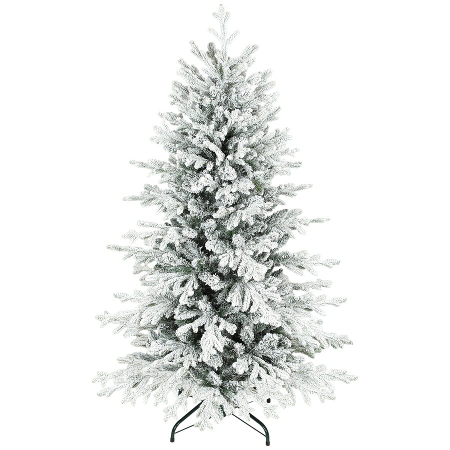 HOMCOM Künstlicher Weihnachtsbaum, 150cm Christbaum mit Schnee, 1162 Zweigen, Kiefernbaum mit klappbarem Metallständer, Grün   Aosom von HOMCOM