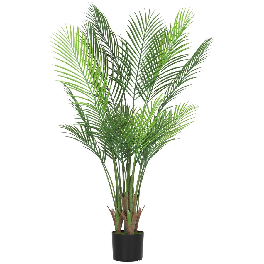 HOMCOM Künstlicher Innenpalm 120 cm, künstlicher Palmbaum mit Kunststofftopf und Beflockung, künstliche grüne Pflanzendekoration für Zuhause, Büro, Wohnzimmer, Schlafzimmer   Aosom von HOMCOM