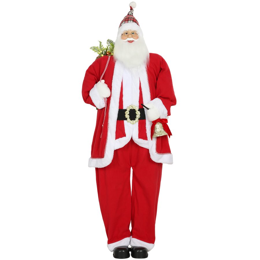 HOMCOM Weihnachtsmann 1,6 m stehende Weihnachtsmann mit Geschenk- und Weihnachtsglocken, Klassische Weihnachtsdekoration mit Soundfunktion, Indoor, Rot   Aosom von HOMCOM