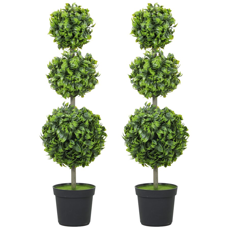 HOMCOM 2er Set Künstlicher Buchsbaum groß 100cm Kunstpflanze, Künstliche Pflanzen im Topf, Kunstbaum wie echt für Wohnzimmer Schlafzimmer Büro Garten Moderne Dekoration Geschenk   Aosom von HOMCOM