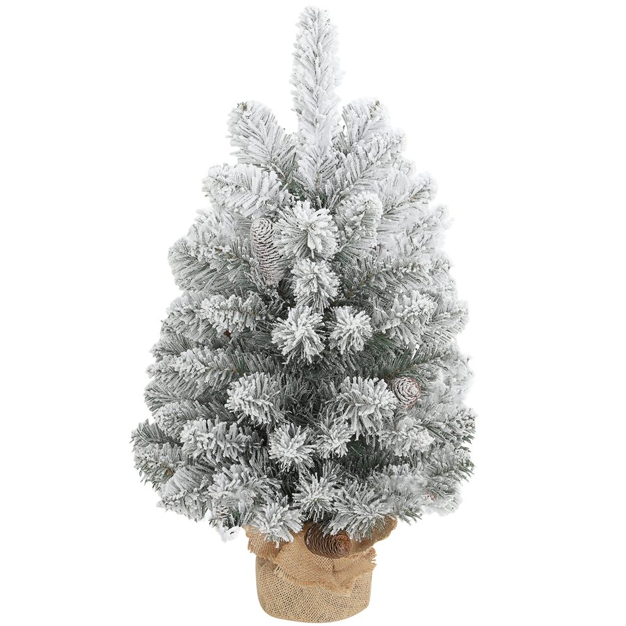 HOMCOM Mini Künstlicher Weihnachtsbaum 60 cm Tannenbaum künstlich mit Schnee, 72 Spitzen 6 Tannenzapfen Zementbasis Christbaum Weihnachtsdeko für drinnen Büro Wohnzimmer   Aosom von HOMCOM