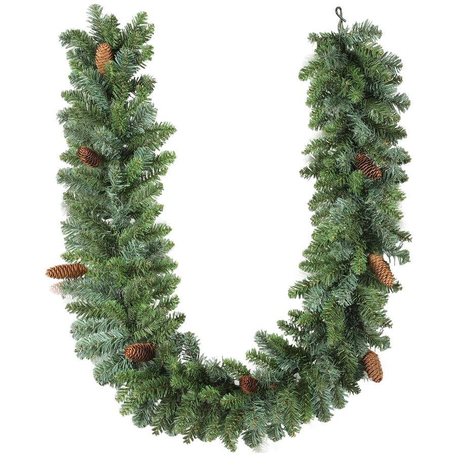 HOMCOM Weihnachtsgirlande 1,8m Tannengirlande Weihnachtsdeko mit 162 Spitzen 8 Tannenzapfen Künstliche Girlande Weihnachtsgirlande für Innen & Außen, Grün   Aosom von HOMCOM