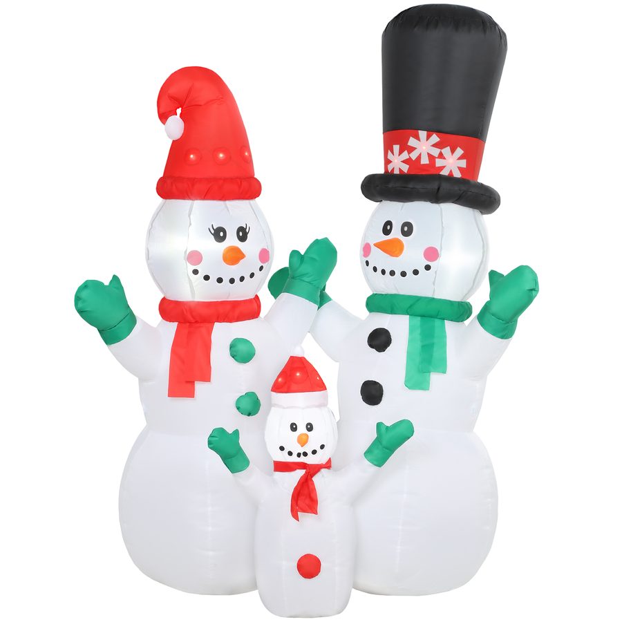 Outsunny Aufblasbar Schneemann Familie, 1,8 m Weihnachtsdeko mit LED-Beleuchtung, Gartendeko, Selbstaufblasende Weihnachtsbeleuchtung für Innen- und Außenbereich   Aosom von Outsunny