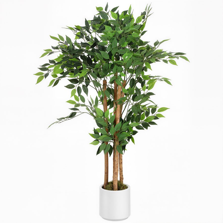 HOMCOM Künstlicher Banyanbaum 120 cm Kunstpflanze mit Massivholzstamm, Topf, künstliche Pflanze Plastik wie echt Deko für Wohnzimmer Schlafzimmer Büro Garten   Aosom von HOMCOM