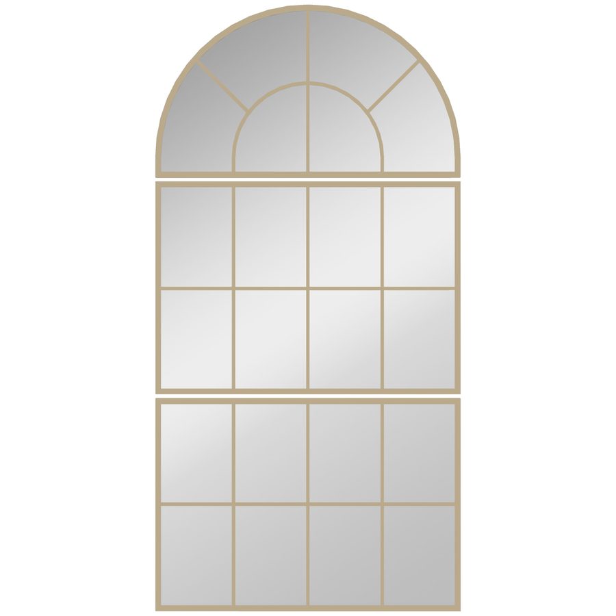 HOMCOM gewölbter Wandspiegel, Fensterdesign Wandspiegel, 3-teiliges Set, Metallrahmen, für Wohnzimmer, Schlafzimmer, Flur, 76 x 150 cm gold   Aosom von HOMCOM