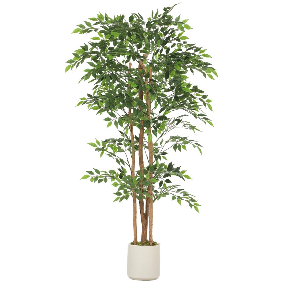 HOMCOM Künstlicher Banyanbaum 180 cm Kunstpflanze mit Massivholzstamm, Topf, künstliche Pflanze Plastik wie echt Deko für Wohnzimmer Schlafzimmer Büro Garten   Aosom von HOMCOM