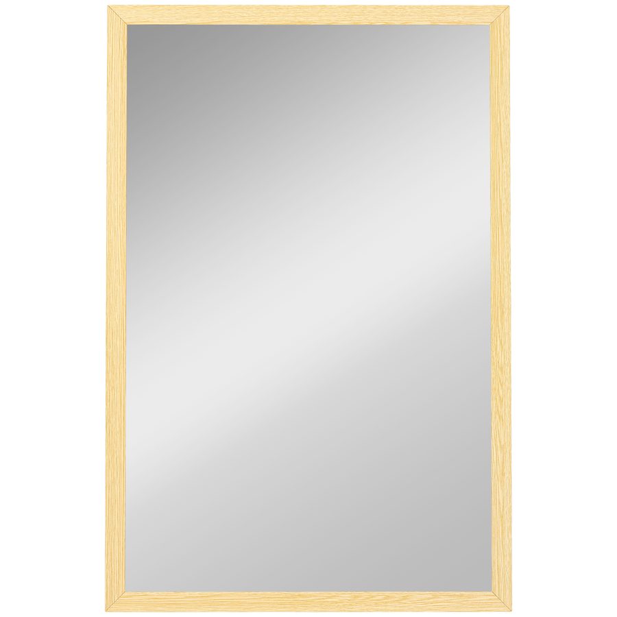 HOMCOM Wandspiegel 40 x 60 cm Rechteckig Spiegel Dekorativer Hängespiegel Badezimmerspiegel für Schlafzimmer Badezimmer Wohnzimmer Flur Natur   Aosom von HOMCOM
