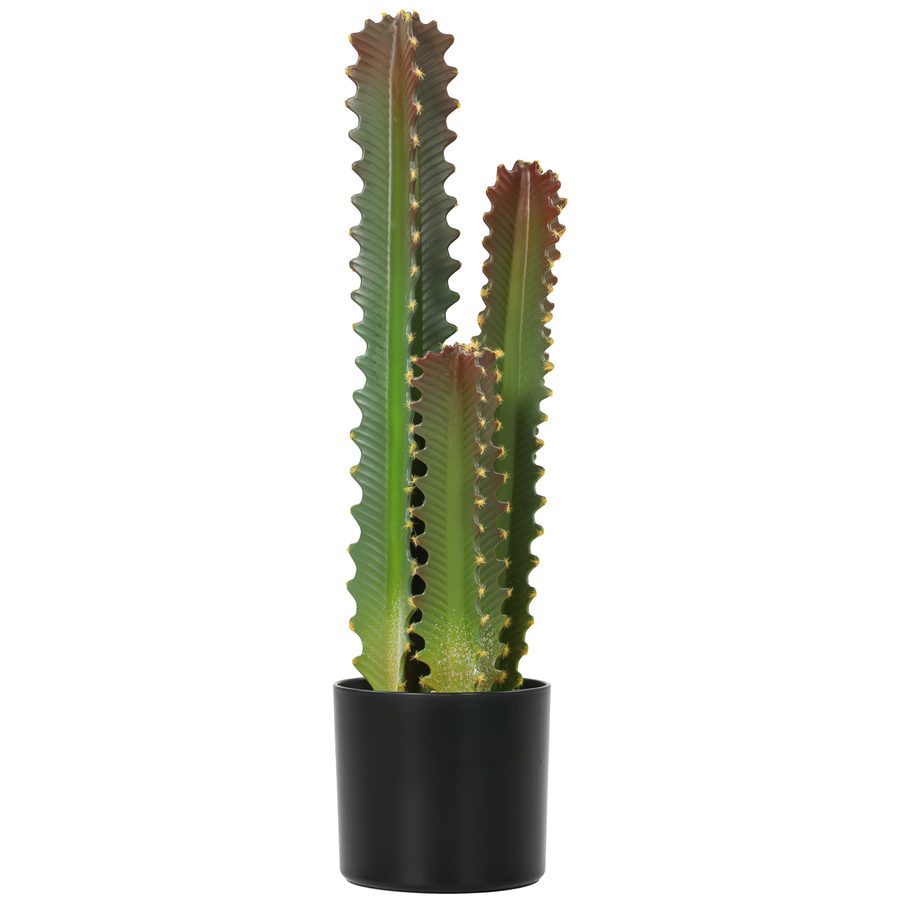 HOMCOM Künstlicher Kaktus 66 cm, Dekorative Kakteepflanze mit Topf und 3 Blättern, zur Innendekoration, Zuhause, Büro, Wohnzimmer, Grün   Aosom von HOMCOM