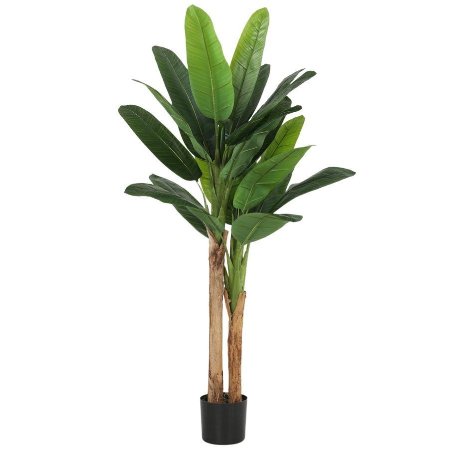 HOMCOM 2er-Set künstliche Bananenpflanzen 150 cm im Topf mit realistischen Blättern, grüne Dekoration für Zuhause, Büro, Wohnzimmer, Schlafzimmer   Aosom von HOMCOM