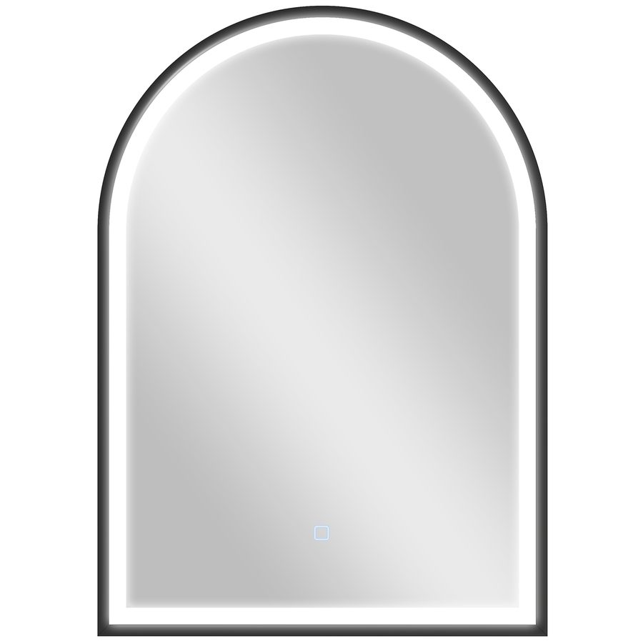 HOMCOM Badezimmerspiegel mit Beleuchtung 50 x 70 cm, gebogener LED-Spiegel, Anti-Beschlag, 3 Lichtfarben, dimmbar, Speicherfunktion, Hintergrund- und Frontbeleuchtung, gehärtetes Glas, Touch-Schalter, IP44, schwarz   Aosom von HOMCOM