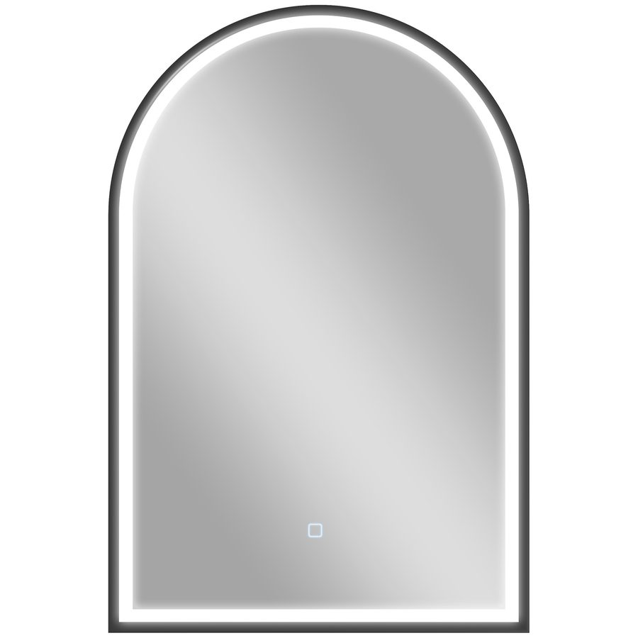 HOMCOM LED Badezimmerspiegel 60 x 90 cm mit Beleuchtung, Front- & Rückbeleuchtung, gewölbter Spiegel aus gehärtetem Glas, Antibeschlag, dimmbar, Memory-Funktion, Touch-Schalter, Schwarz   Aosom von HOMCOM