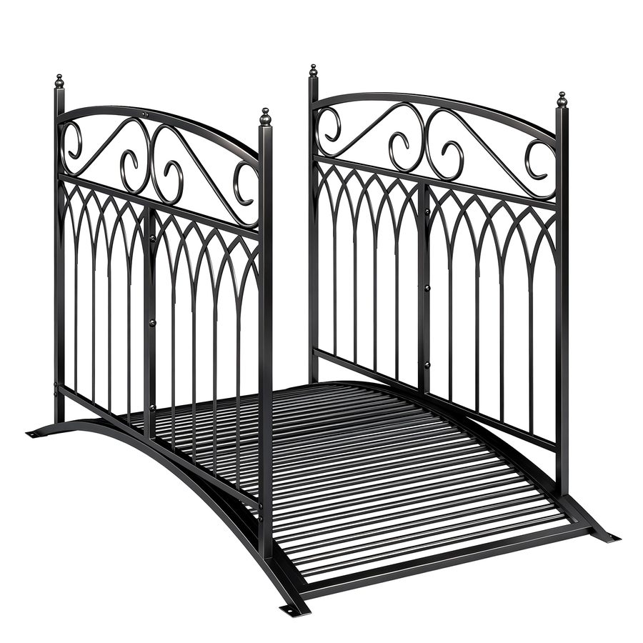 Outsunny Gartenbrücke aus Metall 135,5 cm Teichbrücke mit Sicherheitsgeländern Antik-Optik Rostbeständig Stabil Metallbrücke dekorative Zierbrücke Brücke für Bach Teich einfache Montage   Aosom von Outsunny