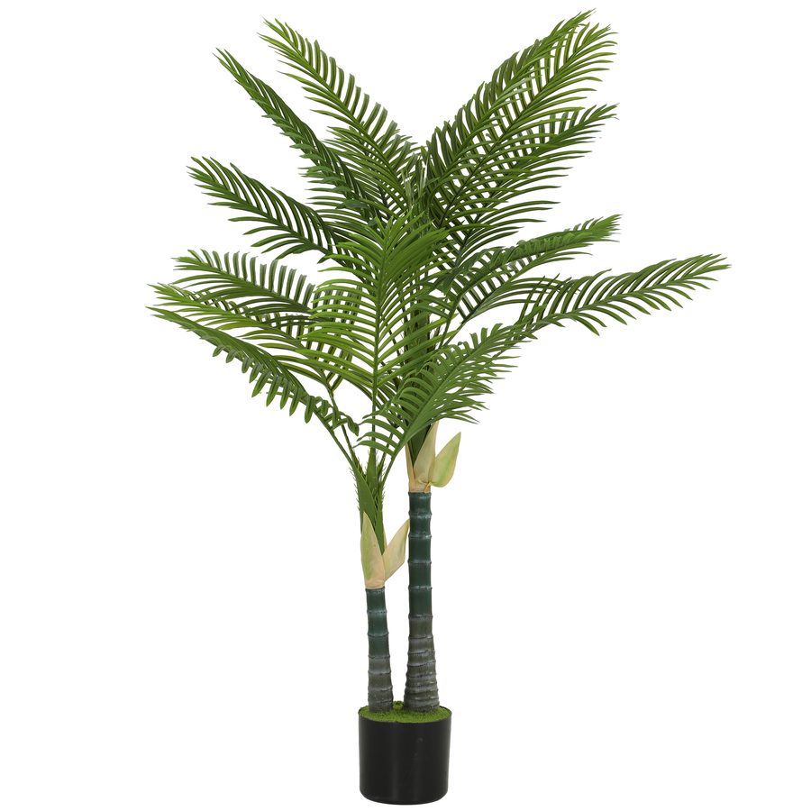 HOMCOM Künstliche Palme 150cm Kunstpalme mit 16 Palmenwedel Groß Kunstpflanze im Topf Kunstpflanzen Künstliche Pflanzen Wie Echt Zimmerpflanze für Wohnzimmer Büro Balkon Dekoration Schlafzimmer   Aosom von HOMCOM
