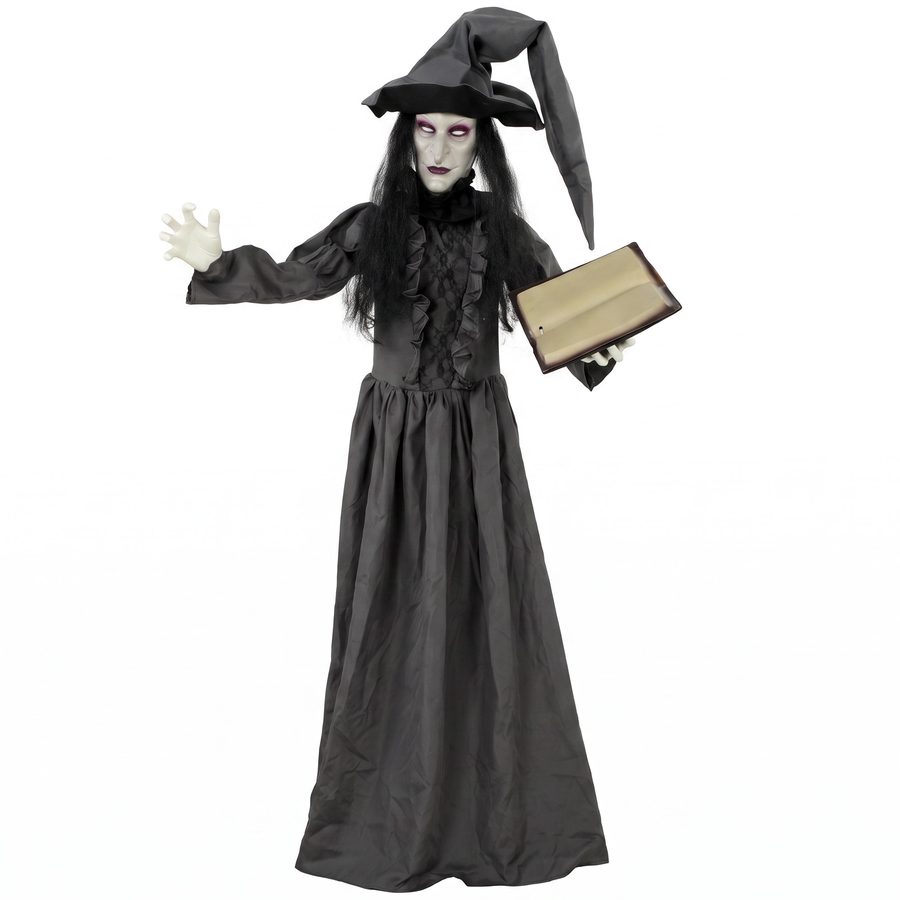 HOMCOM 180 cm Halloween Animierte Hexe Dekoration Lebensgroß mit leuchtenden Augen, Gruseliger Sound, Berührungsaktivierung Halloween Dekoration für Outdoor, Rasen, Party-Requisiten, Hof   Aosom von HOMCOM
