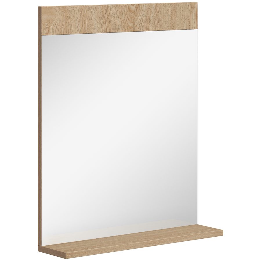 HOMCOM Badezimmerspiegel Wandspiegel mit offener Ablage Spiegel für Eingangsbereich Flur 50x12x60 cm Eiche   Aosom von HOMCOM