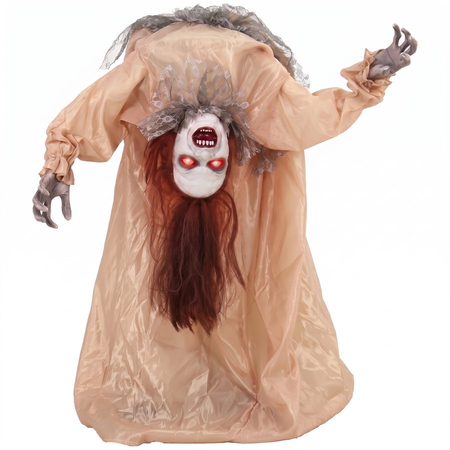 HOMCOM Animierter Halloween-Geist mit gebrochenem Rücken, 100 cm, Gruselige Schreie, Leuchtende Augen, Geräusch-/Berührungsaktiviert, für Innen & geschützten Außenbereich   Aosom von HOMCOM