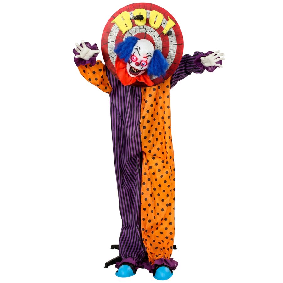 HOMCOM 167 cm Halloween Animierte Zirkusclown Deko Lebensgroß mit Leuchtenden Augen, Sound- und Berührungsaktivierung,Halloween Dekoration für Indoor, Outdoor, Hof, Rasen   Aosom von HOMCOM