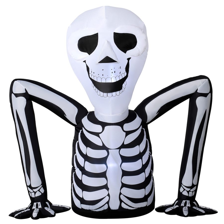 Outsunny Aufblasbares Halloween-Skelett, 142 cm, Leuchtende Luftfigur Deko mit LED-Lichtern, Halloweendekoration für Garten, Innen- und Außenbereich   Aosom von Outsunny