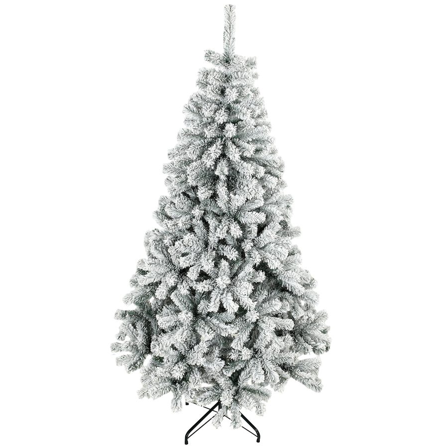 HOMCOM Verschneiter Weihnachtsbaum 180 cm, Tanne mit gelenkigen Zweigen, 650 feuerhemmende PVC-Spitzen, schneller Aufbau, klappbarer Stahlständer, Grün und Weiß   Aosom von HOMCOM