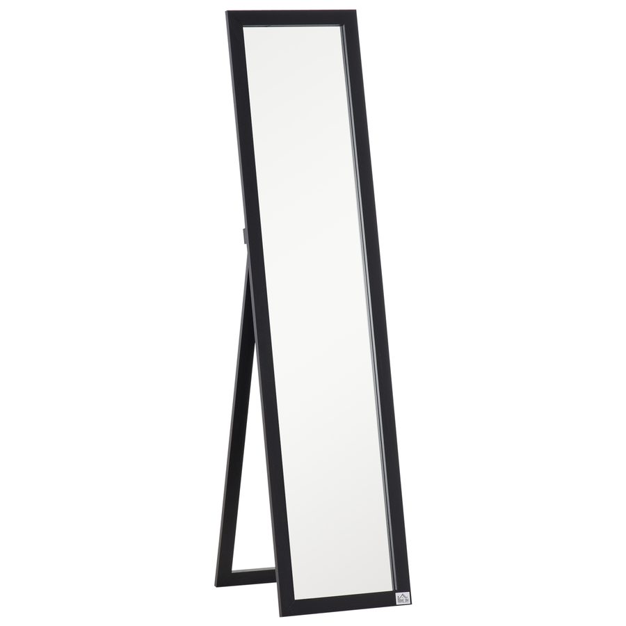 HOMCOM Ganzkörperspiegel, 154 x 37 cm Wandspiegel mit Ständer, Standspiegel für Wohnzimmer, Schlafzimmer, Schwarz   Aosom von HOMCOM