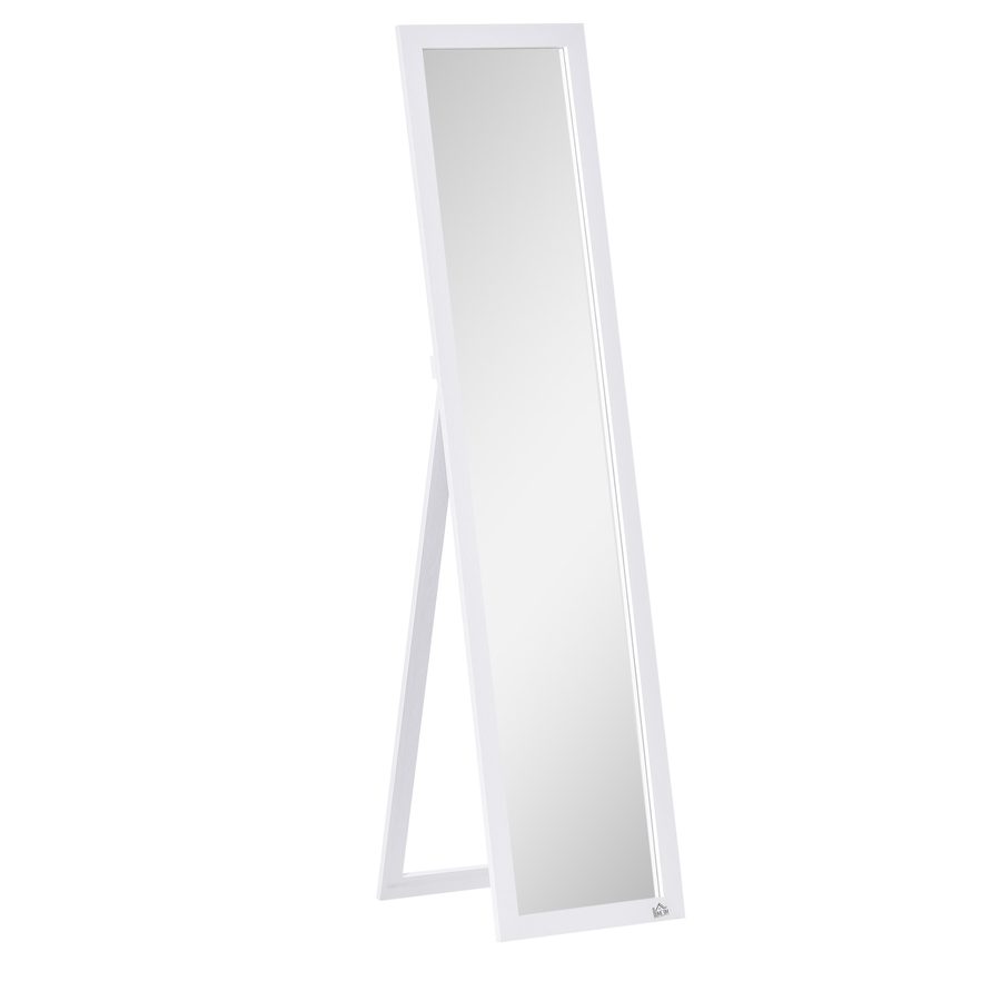 HOMCOM Ganzkörperspiegel, 154 x 37 cm Wandspiegel mit Ständer, Standspiegel für Wohnzimmer, Schlafzimmer, Weiß   Aosom von HOMCOM