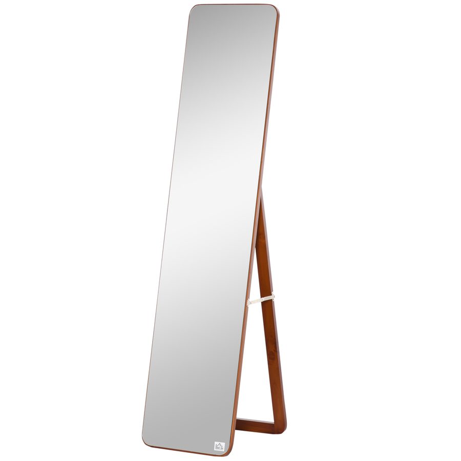 HOMCOM Rechteckiger Freistehender und Wandmontierbarer Spiegel dim. 37B x 43T x 156H cm MDF Hellbrauner Nussbaum-Look   Aosom von HOMCOM