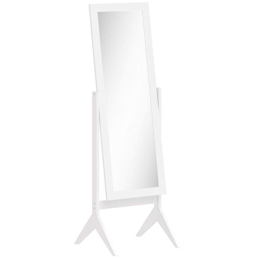HOMCOM Standspiegel Eleganter Ganzkörperspiegel mit erhöhten Füßen, Pflegeleichtes MDF, Weiß, 47x46x148cm für Schlafzimmer & Flur   Aosom.de von HOMCOM