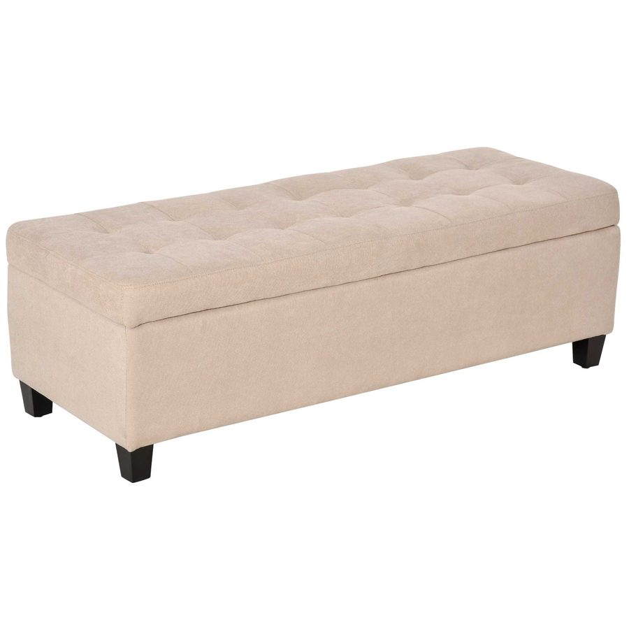 HOMCOM Sitzbank, Polsterbank mit Stauraum, Bettbank mit Deckel, Leinenoptik, Truhenbank, Aufbewahrungsbank für Wohnzimmer, Schlafzimmer, Beige  Aosom von HOMCOM