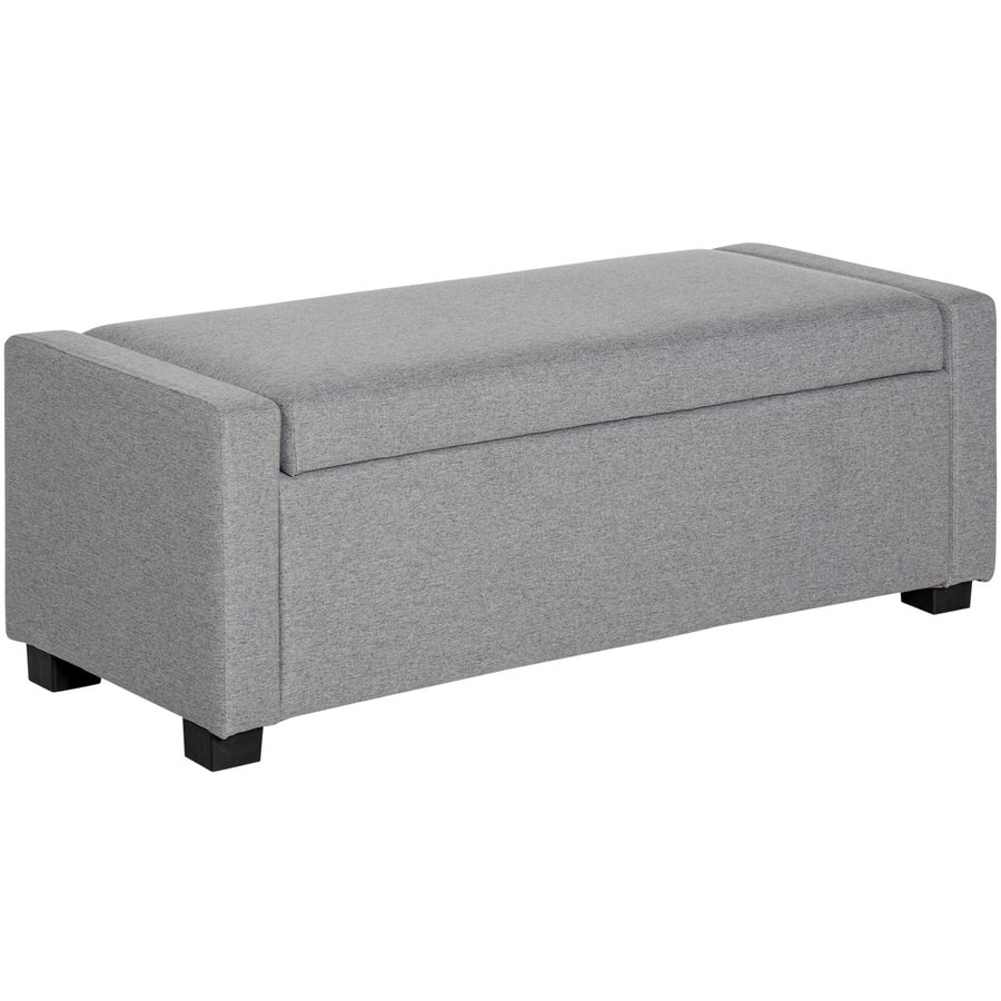 HOMCOM Truhenbank mit Stauraum, Gepolsterte Bank mit Staufach, Fußbank, Modernes Design, Kunststoff, Grauer Stoff, Multifunktional, 120x50x44 cm, Grau   Aosom von HOMCOM