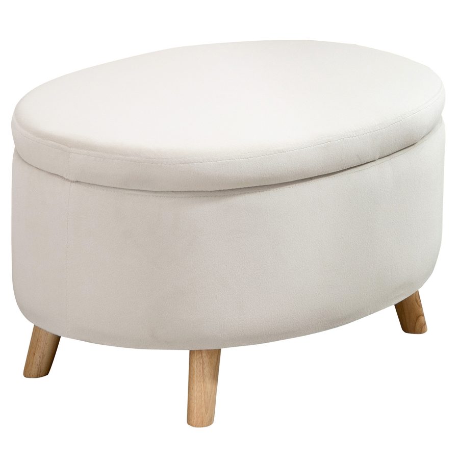 HOMCOM Sitzbank mit Stauraum, Oval Polsterbank mit Deckel, Bettbank mit Samtoptik, für Flur Schlafzimmer Wohnzimmer, Holzbeine 71 x 51,5 x 42 cm Beige   Aosom von HOMCOM