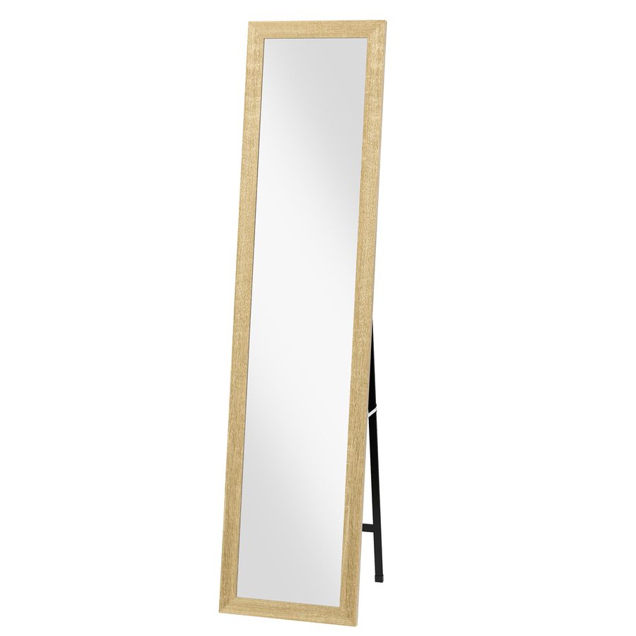 HOMCOM Rechteckiger Standspiegel zum Aufhängen oder Aufstellen mit Holzrahmen für Wohnzimmer Schlafzimmer 37 x 157 cm Hellbraun   Aosom von HOMCOM