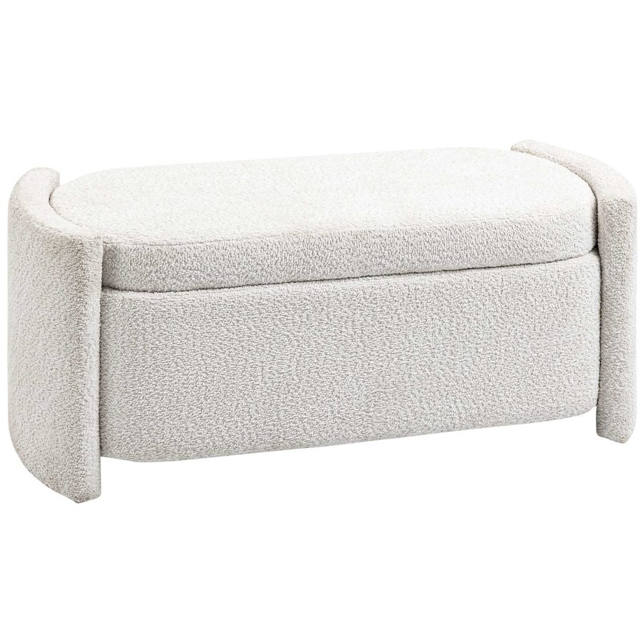 HOMCOM Sitzbank, Bettbank mit Stauraum, Polsterbank mit Deckel, Samtoptik, Aufbewahrungsbank, Creme, 105 x 44 x 45,5 cm   Aosom von HOMCOM
