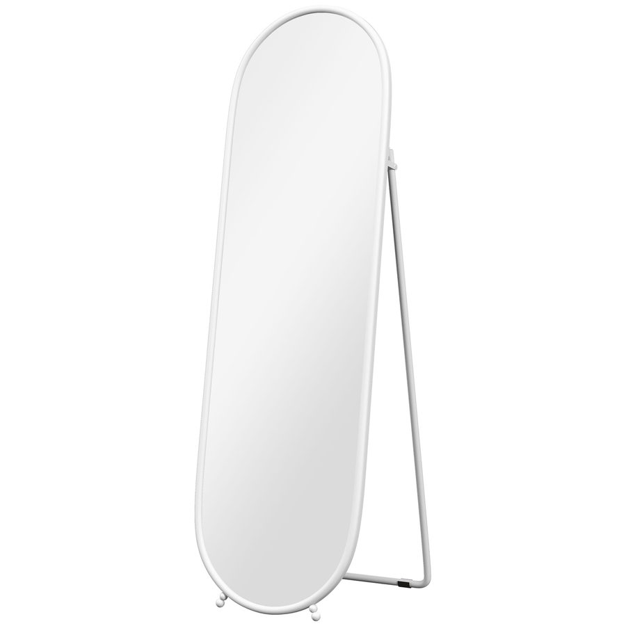 HOMCOM Ganzkörperspiegel, 160 x 40 cm Wandspiegel mit Ständer, Metallrahmen, Oval Standspiegel für Wohnzimmer, Schlafzimmer, Weiß   Aosom von HOMCOM