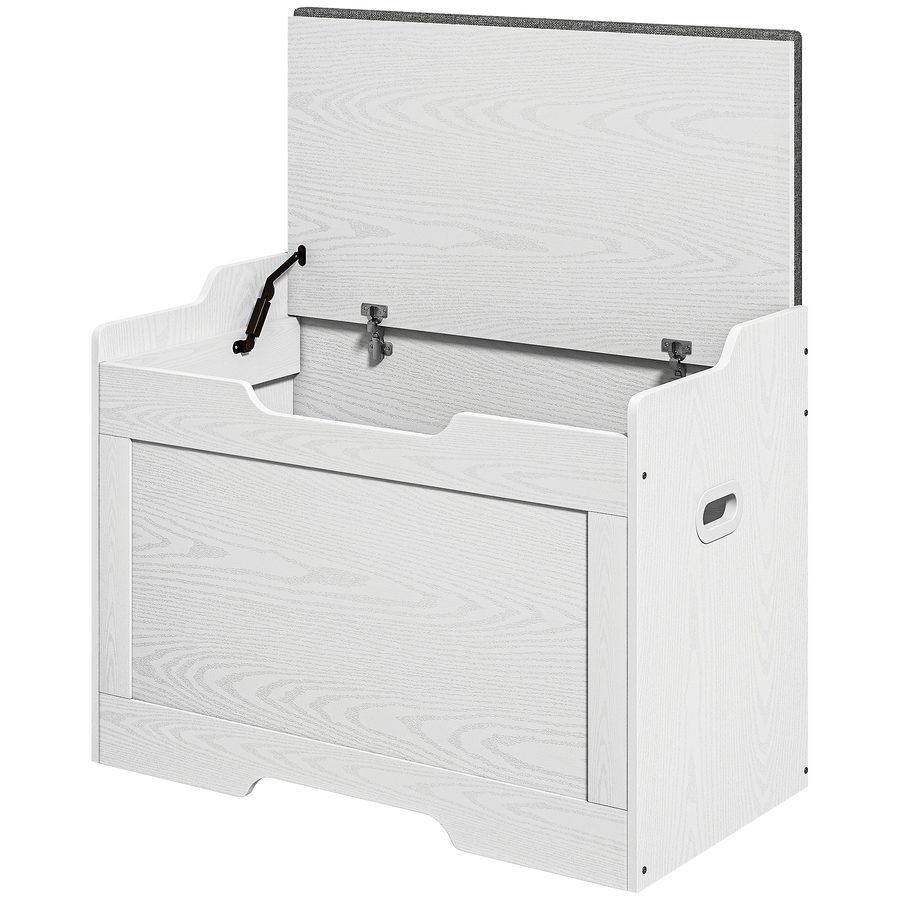 HOMCOM 103 Liter Aufbewahrungstruhe mit Deckel, Sitzfläche, Sitztruhe mit Stauraum, abnehmbar Sitzkissen, für Wohnzimmer, Schlafzimmer, Weiß   Aosom von HOMCOM