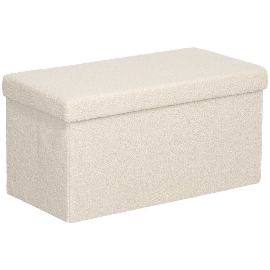 HOMCOM Sitzbank mit Stauraum, faltbar Polsterbank, Bettbank mit Samtoptik, Sitztruhe für Flur Schlafzimmer Wohnzimmer, 76 x 38 x 38 cm Cremeweiß   Aosom von HOMCOM