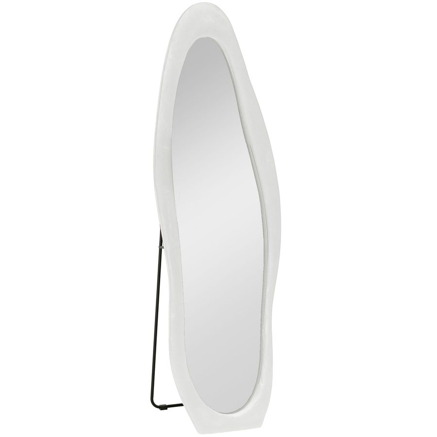 HOMCOM Ganzkörperspiegel 50 x 160 cm Standspiegel mit samtartiger Rahmenbezug, unregelmäßiger gewellter Wandspiegel für Schlafzimmer, Wohnzimmer, Weiß   Aosom von HOMCOM