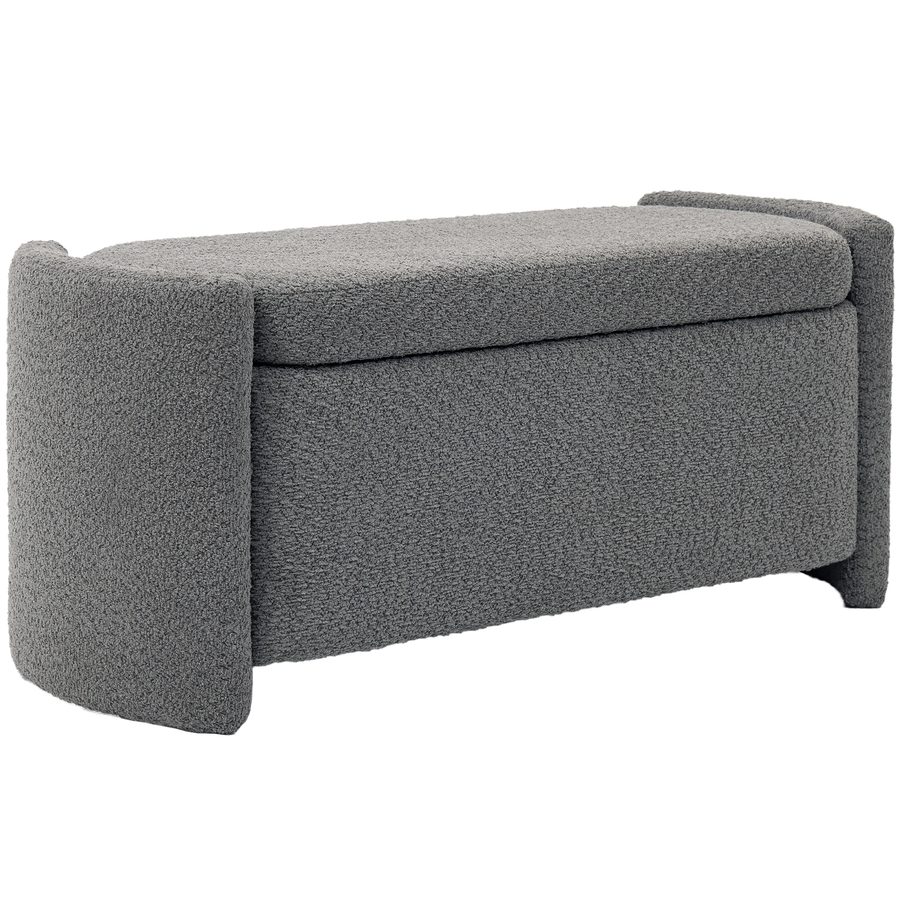 HOMCOM Sitzbank, Bettbank mit Stauraum, Polsterbank mit Deckel, Samtoptik, Aufbewahrungsbank, Truhenbank für Wohnzimmer, Schlafzimmer, Grau, 105 x 44 x 45,5 cm   Aosom von HOMCOM