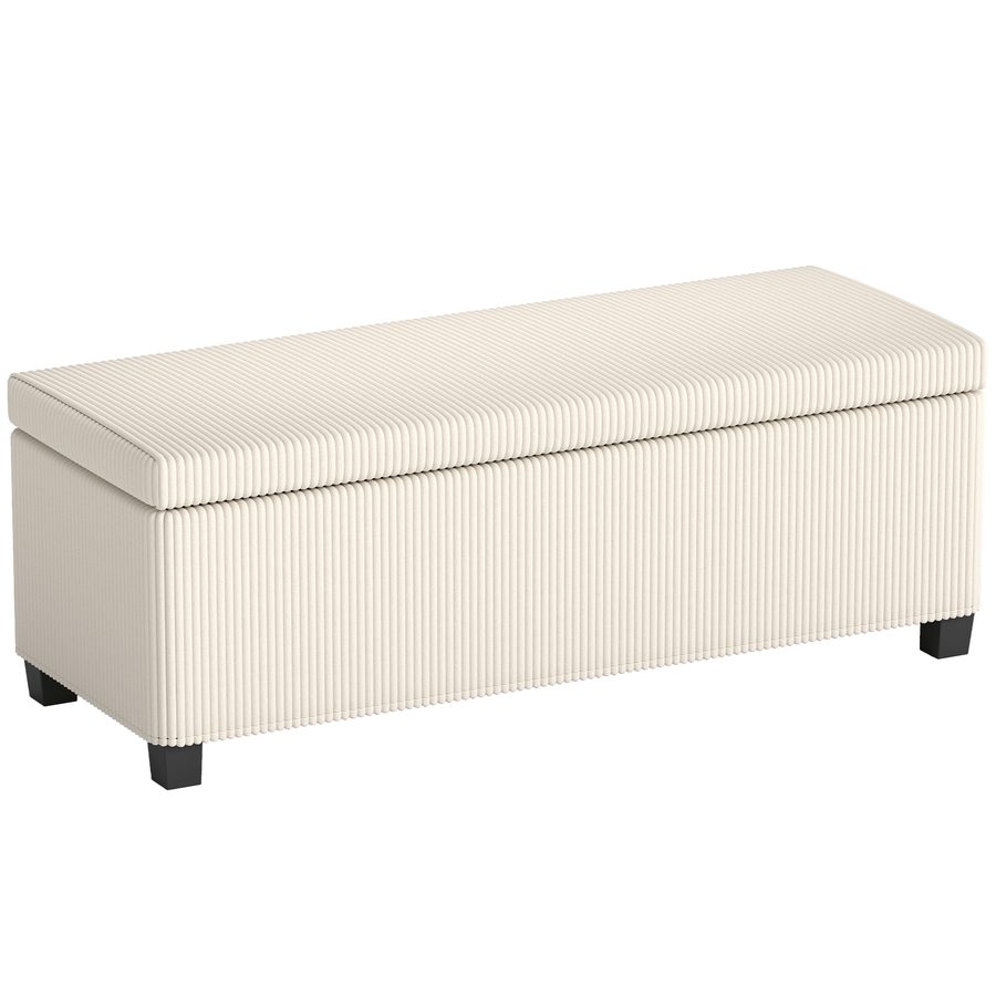 HOMCOM Sitzbank mit Stauraum Polsterbank mit Cord-Optik, Sitztruhe mit Stahlbeine, Truhenbank für Wohnzimmer, Schlafzimmer, Flur 112 x 42 x 40 cm, Beige   Aosom von HOMCOM