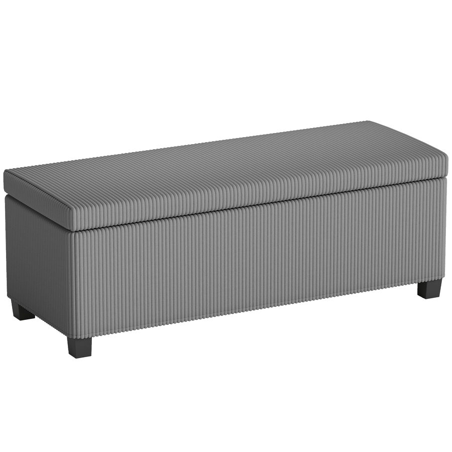 HOMCOM Sitzbank mit Stauraum Polsterbank 112 x 42 x 40 cm mit abnehmbarem Deckel, Cord-Optik, Bank Sitztruhe für Wohnzimmer, Schlafzimmer, Flur, Grau   Aosom von HOMCOM