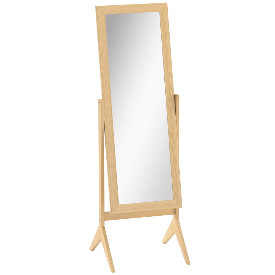 HOMCOM Standspiegel Großer Standspiegel mit verstellbarer Neigung für Ankleidezimmer/Schlafzimmer dim. 47L x 46l x 148H cm Eiche   Aosom von HOMCOM
